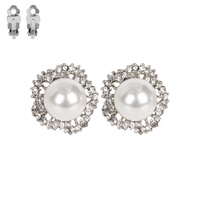RHINESTONE AND PEARL CLIP EARRING