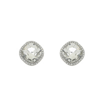 CRYSTAL RHINESTONE DIAMOND SHAPED HALO STUD EARRINGS