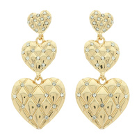 DIAMOND PATTERN HEART EARRINGS