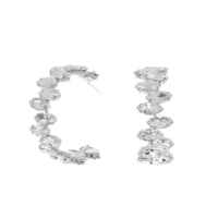 CRYSTAL GEMSTONE OPEN HOOP EARRINGS
