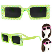 SPARKING RHINESTONE VINTAGE  RECTANGLE SUNGLASSES
