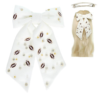FOOTBALL THEME BOW BARRETTE HAIR CLIP
