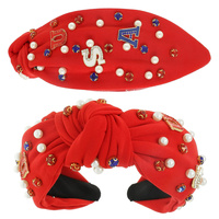 USA THEME TOP KNOTTED HEADBAND