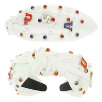 USA THEME TOP KNOTTED HEADBAND