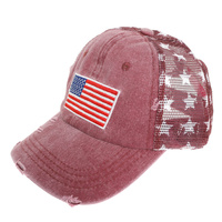 U.S.A FLAG EMBROIDERED MESH BASEBALL CAP