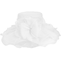 FLORAL SATIN TRIM WIDE BRIM ORGANZA HAT
