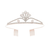 CRYSTAL RHINESTONE CROWN WITH COMB TIARA