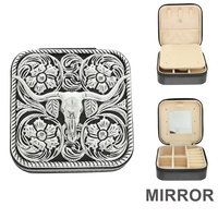 WESTERN STEER HEAD METAL PLATE JEWELRY BOX