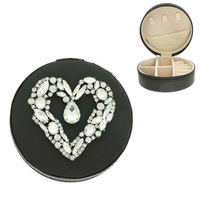 CRYSTAL HEART ROUND JEWELRY BOX
