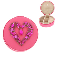 CRYSTAL HEART ROUND JEWELRY BOX