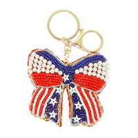 USA FLAG THEMED BOW KEYCHAIN