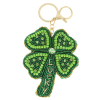 ST PADDYS CLOVER BAG CHARM KEYCHAIN