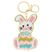 EASTER BUNNY BEADED BAG CHARM KEYCHAIN