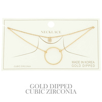 CZ GOLD PLATED ROUND CUT PENDANT NECKLACE
