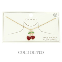 GOLD PLATED CHERRY PENDANT NECKLACE