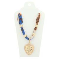 BRAIDED BANDANA HEART PENDANT NECKLACE
