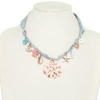 SEASHELL CHARM SCARF NECKLACE