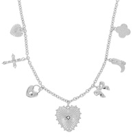SUNBURST HEART MULTI CHARM NECKLACE