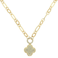 QUATREFOIL PAVE LINK NECKLACE