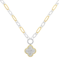 QUATREFOIL PAVE LINK NECKLACE