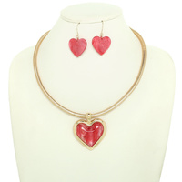HEART PENDANT NECKLACE SET