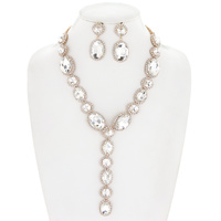 JEWELED LARIAT NECKLACE SET