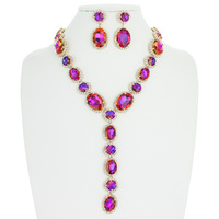 JEWELED LARIAT NECKLACE SET