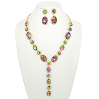 JEWELED LARIAT NECKLACE SET