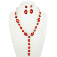 JEWELED LARIAT NECKLACE SET