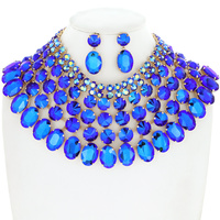 CRYSTAL BIB NECKLACE EARRING SET
