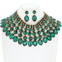 CRYSTAL BIB NECKLACE EARRING SET