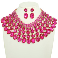 CRYSTAL BIB NECKLACE EARRING SET