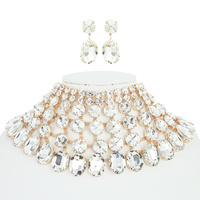 CRYSTAL BIB NECKLACE EARRING SET