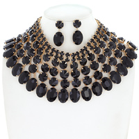 CRYSTAL BIB NECKLACE EARRING SET