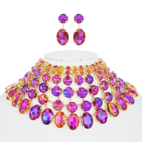 CRYSTAL BIB NECKLACE EARRING SET