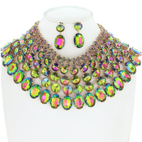 CRYSTAL BIB NECKLACE EARRING SET