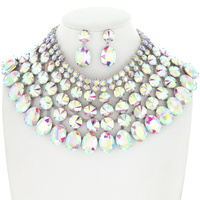 CRYSTAL BIB NECKLACE EARRING SET