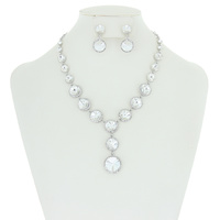 ROUND HALO STONE NECKLACE/ER SET