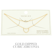 CZ GOLD PLATED HEART PENDANT NECKLACE