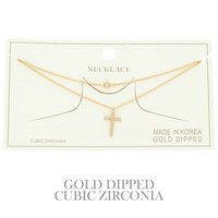 CZ GOLD PLATED CROSS NECKLACE