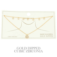 CZ GOLD PLATED DISC PENDANT NECKLACE
