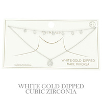 CZ GOLD PLATED DISC PENDANT NECKLACE