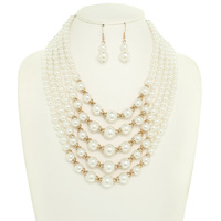 MULTI LAYERED PEARL NECKLACE SET