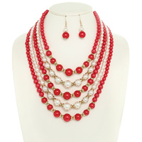 MULTI LAYERED PEARL NECKLACE SET