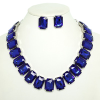 CRYSTAL OCTAGON CUT COLLAR NECKLACE  SET