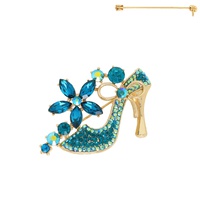 FLORAL CRYSTAL HIGH HEEL BROOCH PIN