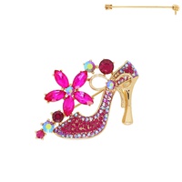 FLORAL CRYSTAL HIGH HEEL BROOCH PIN