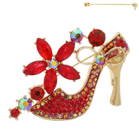 FLORAL CRYSTAL HIGH HEEL BROOCH PIN