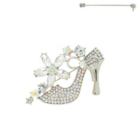 FLORAL CRYSTAL HIGH HEEL BROOCH PIN