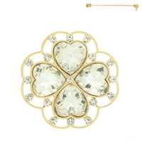 FLOWER SHAPE GLASS BROOCH